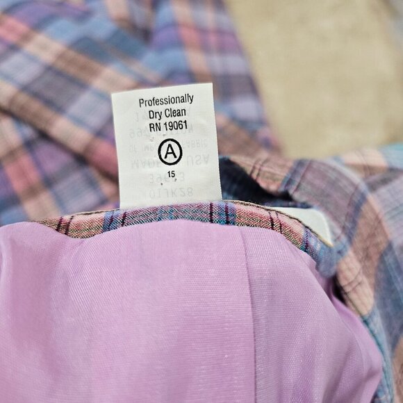 Vintage‎ Women's Doncaster Plaid Seersucker Jacket Size 12 Made in USA - Picture 7 of 9